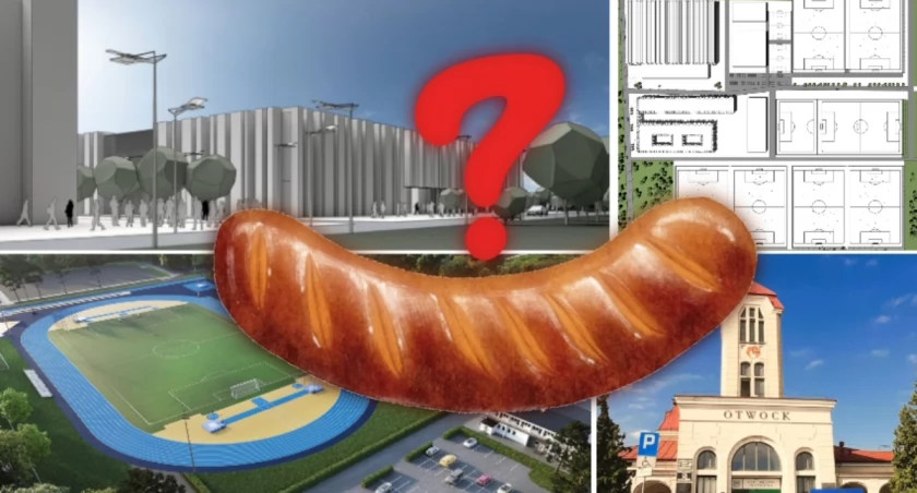 U góry planowane centrum szkoleniowe. U dołu stadiom miejski (wizualizacje: Ministerstwo Sportu) oraz budynek dworca w Otwocku (Fot. arch.)