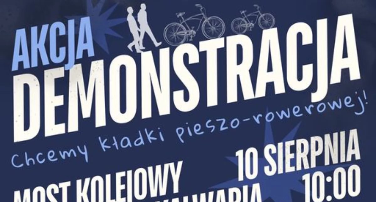 Inwestycje, Walczą kładkę pieszo rowerową przez Wisłę Akcja demonstracja  - zdjęcie, fotografia