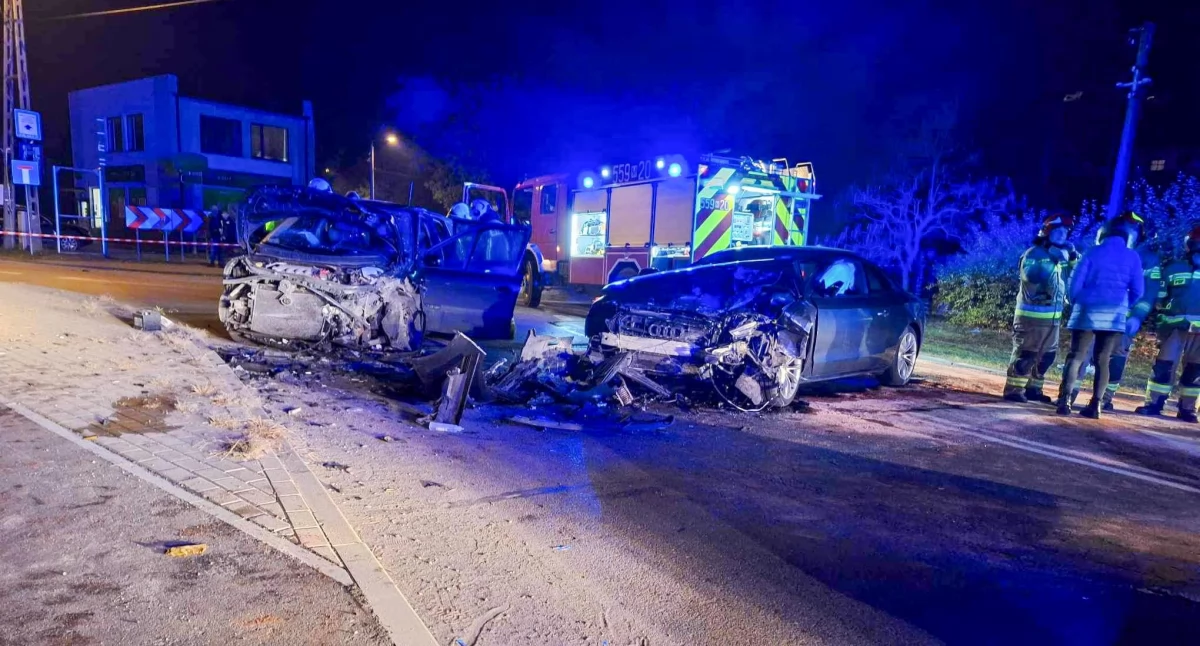 Wypadek na ul. Częstochowskiej w Karczewie. Fot OSP Karczew