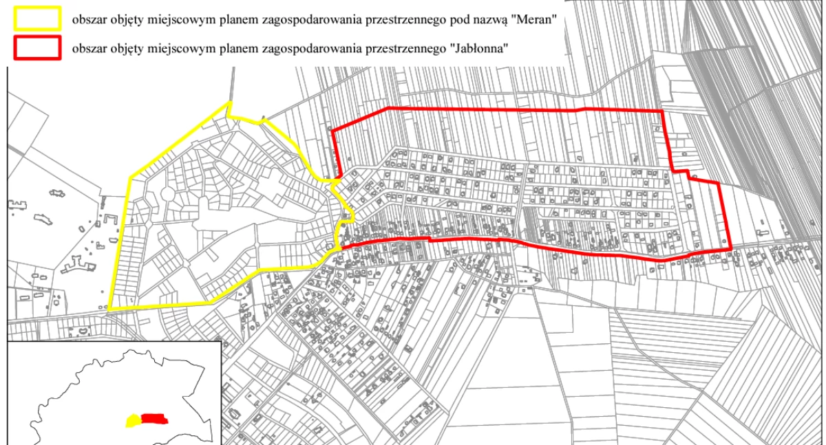 Mapa mpzp “Meran” i “Jabłonna”. Źródło: UM Otwock