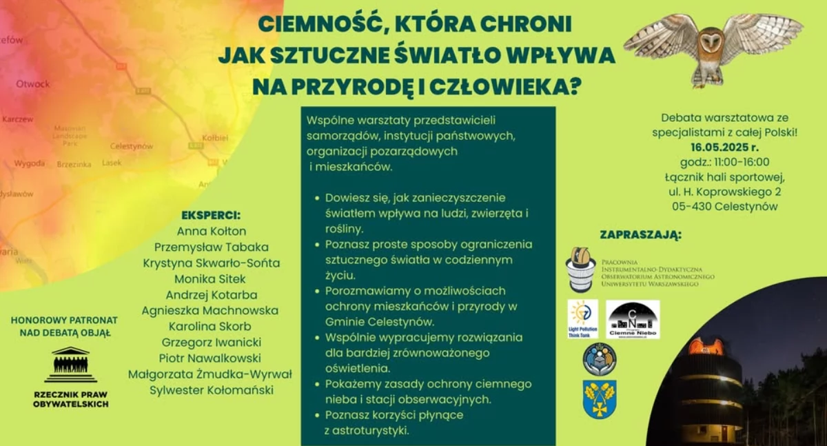 Edukacja - nauka, Celestynów Debata „Ciemność która chroni sztuczne światło wpływa przyrodę człowieka - zdjęcie, fotografia