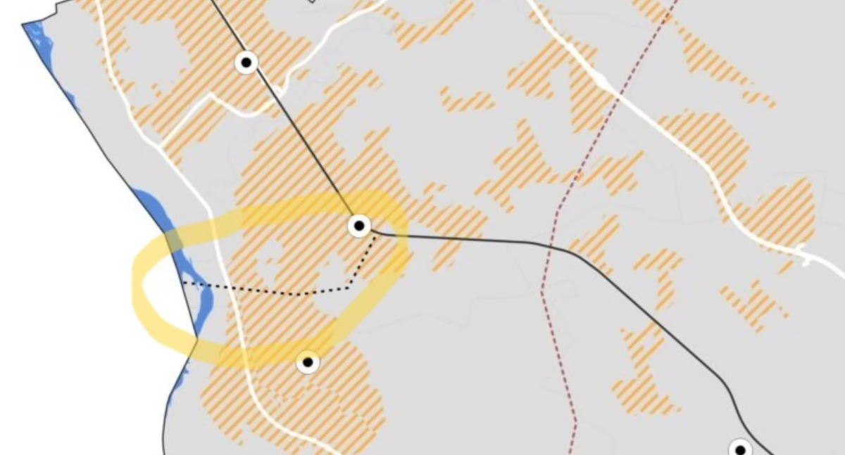Planowany przebieg nowego transportu szynowego na terenie powiatu otwockiego. Źródło: SUMP