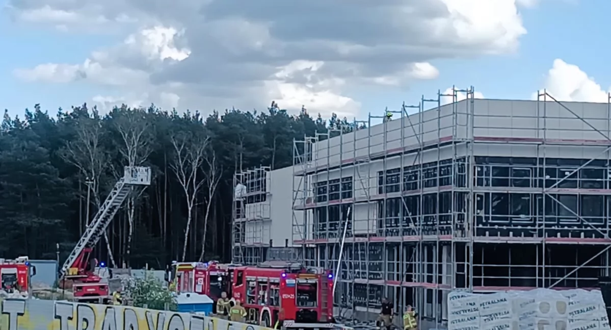 Drabiny strażackie na miejscu zdarzenia