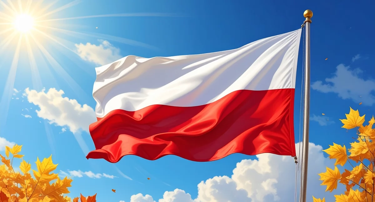 Zdjęcie polskiej flagi - ilustracja AI