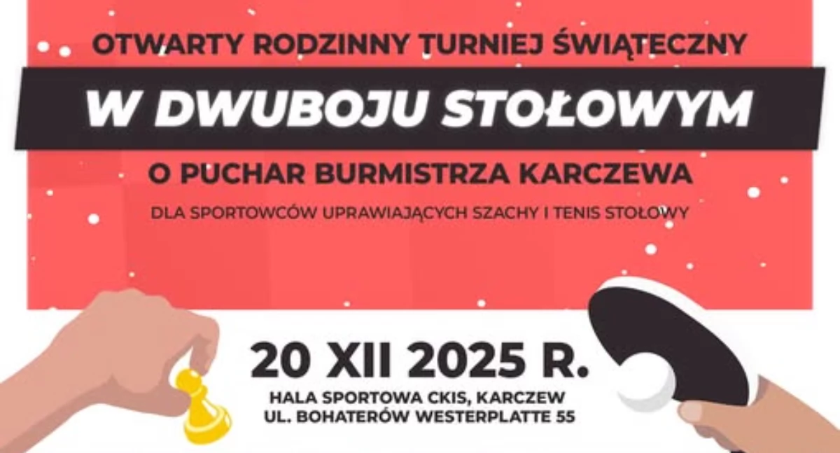 Konkurs, Rodzinny turniej świąteczny Karczewie szachy tenis stołowy przedświątecznej atmosferze - zdjęcie, fotografia