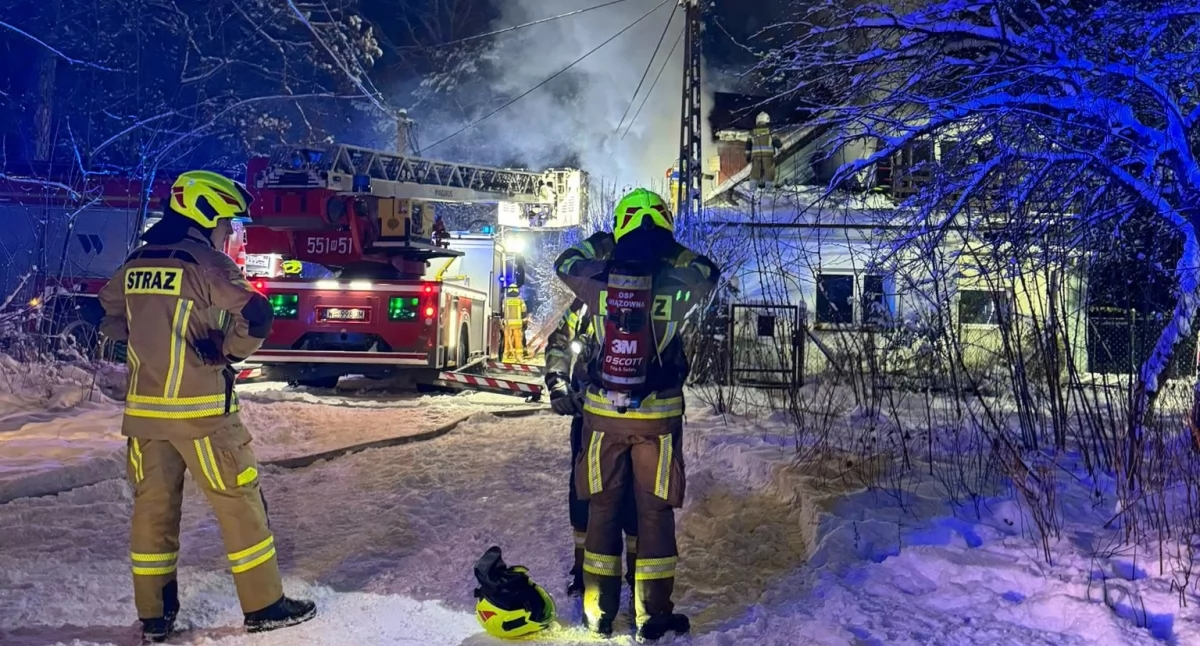 Akcja gaśnicza w Otwocku, 12.01.2026. Fot. OSP KSRG Malcanów