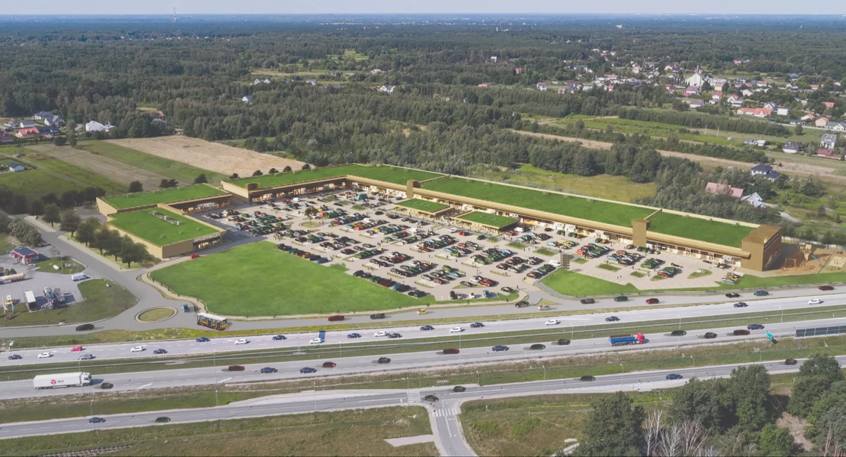 Park handlowy Świderek w Otwocku.  Wizualizacja - źródło: Redkom Development 