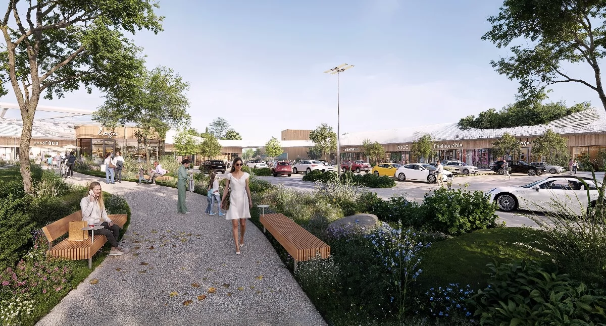 Wizualizacja centrum handlowo-usługowego w Góraszce. Źródło: Nhood Services Poland