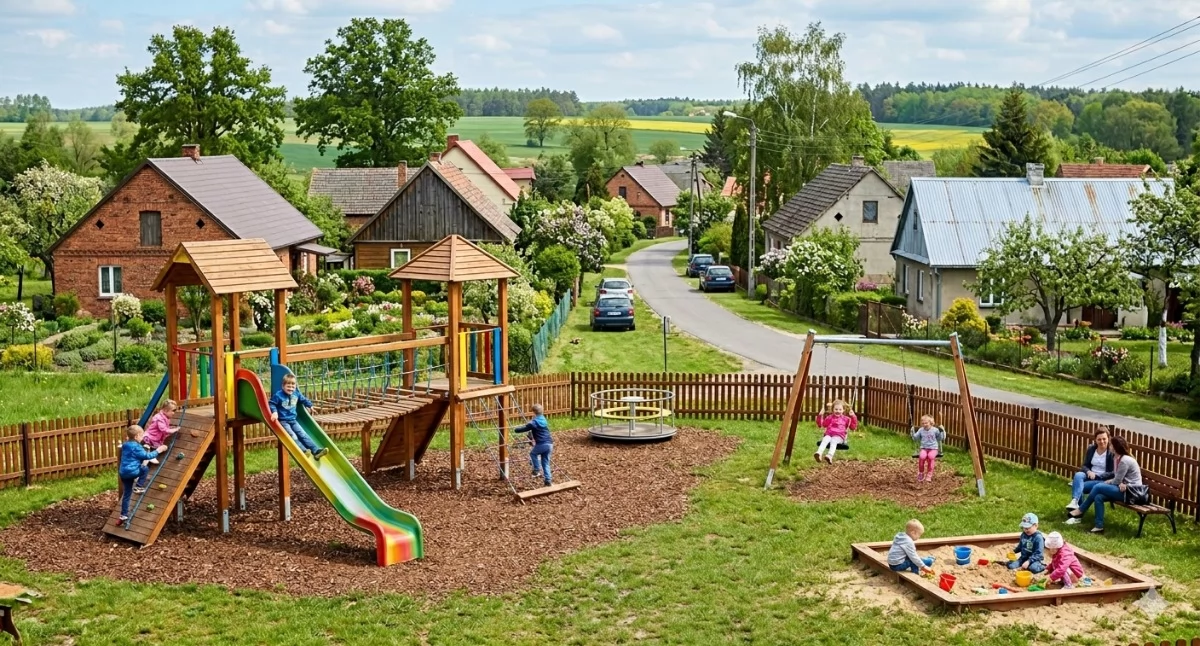 Plac zabaw, grafika ilustracyjna AI