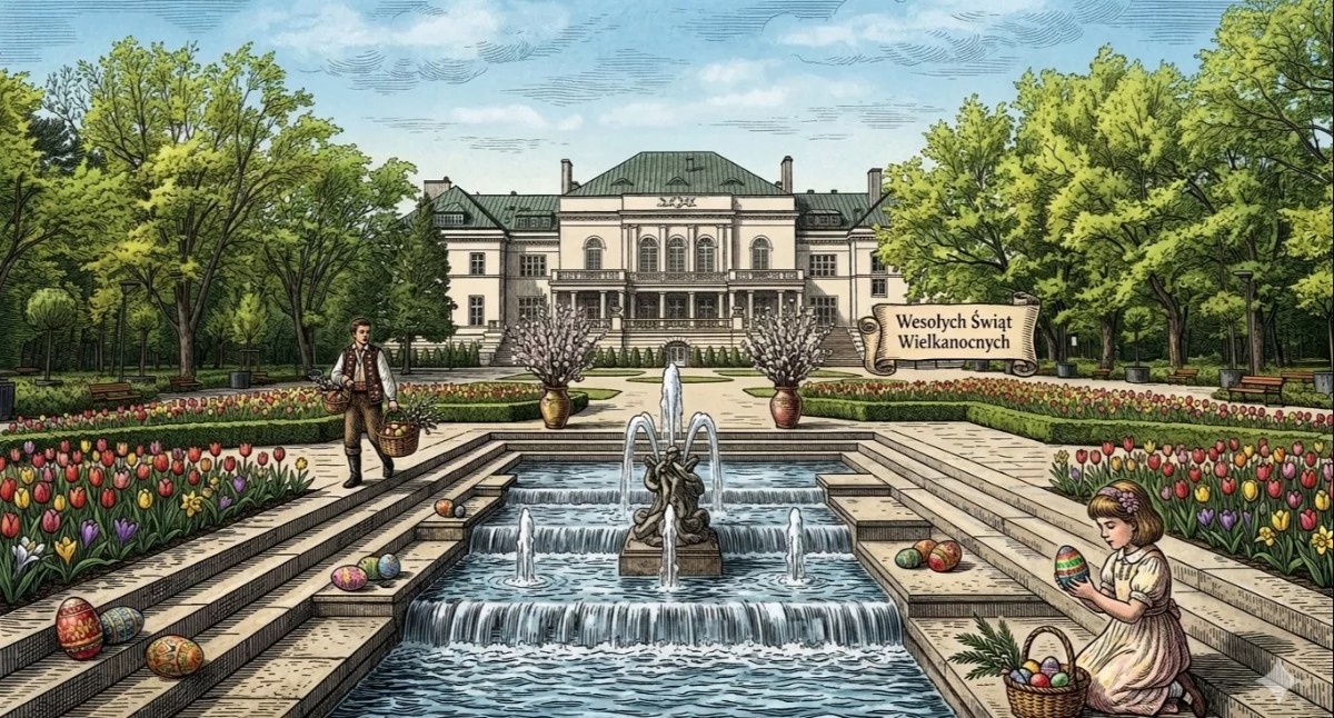 Ilustracja Otwocka w stylu Andriollego (AI)