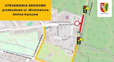 Utrudnienia na ul. Mickiewicza w Karczewie - zamknięty zjazd w ul. Bema